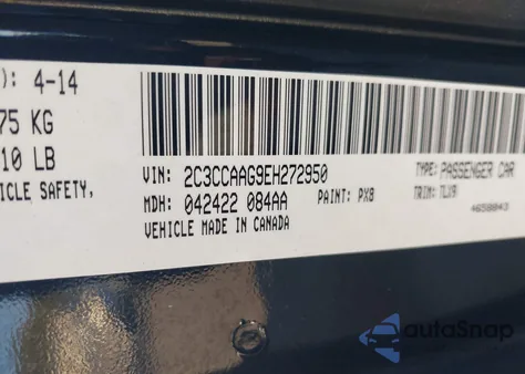 2014 Chrysler 300 z USA, uszkodzony, nr VIN 2C3CCAAG9EH272950